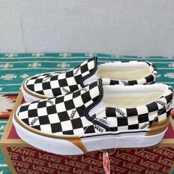 Vans Black and White Checkered Platform Sneakers - Picture 3 of 9